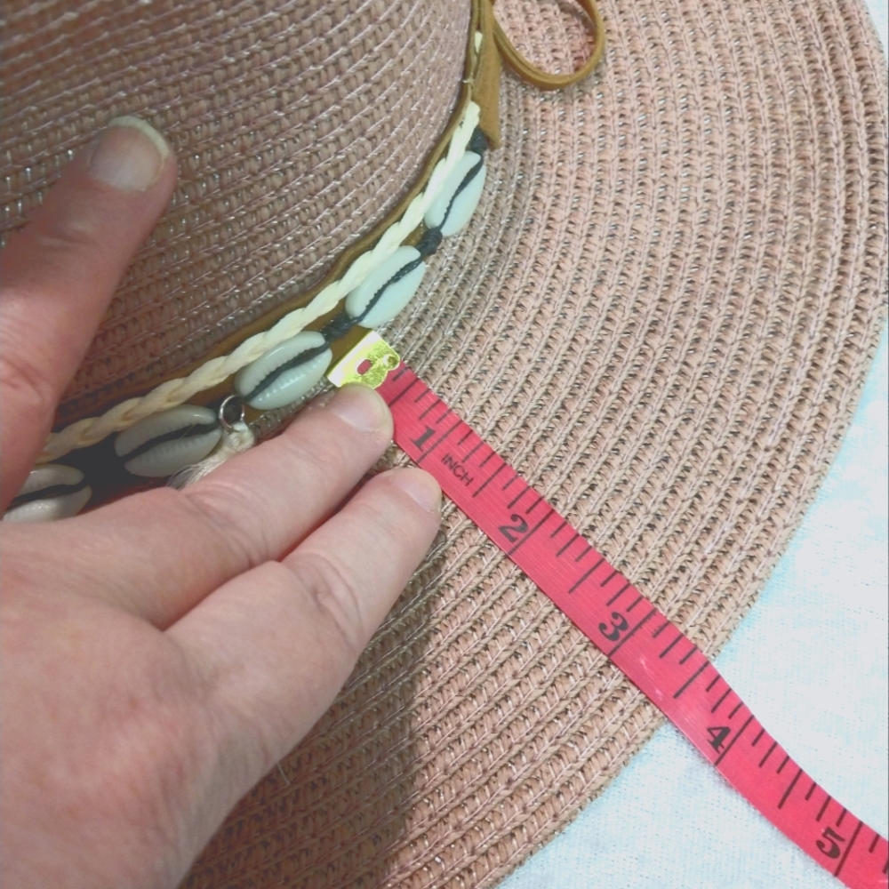 Unisex Woven Western Straw Beach Sun Hat Cowrie Cowry Shells Tassels Folds Mauve - Picture 4 of 9
